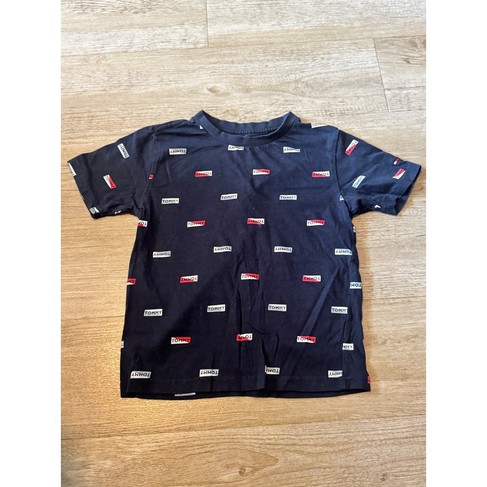 Tommy Hilfiger Boys Navy All Over Logo Box Print T-Shirt Size 5 TBSGB54J-405